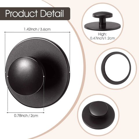 Dimensions of 20 Pack Self Adhesive Cabinet Knobs Mini Pull Handles For Cabinets Drawers Wardrobes And Windows Black Plastic Finish