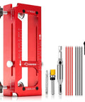 Heavy Duty Aluminum Alloy Door Hinge Jig And Deep Hole Pencil Set, adjustable router jig kit with accessories displayed