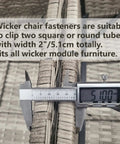 10 Piece Outdoor Patio Furniture Clips Set For Sectional Sofas And Wicker Couches Black Alignment Connectors shown with caliper measuring 5.1cm width.