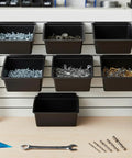 6 Pack Slat Wall Bins Durable Plastic Storage Bins For Workshops And Retail Stores Stackable Hanging Slatwall Containers Tool Organizer