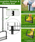 Heavy Duty Manual Lawn Aerator Tool With Fourteen Iron Spikes for quick soil aeration in your yard and garden, with T-handle and foot plate.