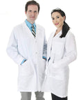 White Unisex Lab Coat With Long Sleeves, Breathable Polyester And Cotton Blend, Lightweight Comfort For Men And Women