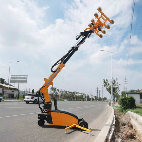 Rock Solid Industrial Electric Vacuum Suction Lifter With Heavy Duty Lateral Shift Arm for glazing on a busy job site.