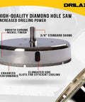5 Inch Diamond Hole Saw Drill Bit For Porcelain Tile Granite Glass And Ceramic Heavy Duty Steel Core Cutter With smooth chrome finish