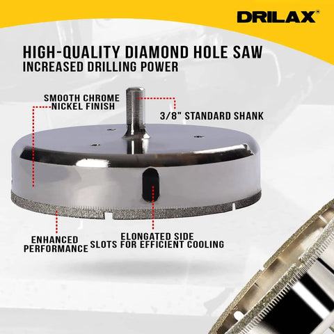5 Inch Diamond Hole Saw Drill Bit For Porcelain Tile Granite Glass And Ceramic Heavy Duty Steel Core Cutter With smooth chrome finish