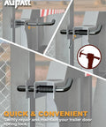 Heavy Duty Steel Trailer Gate Spring Latch Repair Kit 819T Anti Rust Black shown installed on gate with tool in action.