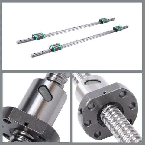 HGR20 1000mm Linear Guide With SFU1605 Ball Screw Kit showing rails, screw, end supports for precision machines.