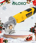 VlOXO Electric Rotary Fabric Cutter With Lightning Fast 2000Rpm Blade on display, designed for cutting thick material and denim.