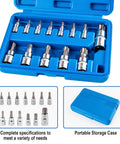 13 Piece Torx Socket Set T8 To T60 With One Quarter Inch Three Eighth Inch And One Half Inch Drives S2 Steel And CRV Construction Built