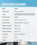 Specifications of Legit Ul 2252 Certified Nacs To Ccs1 Adapter, detailing compliance, weight, and materials used.