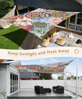 Boho Floral 8x10 Ft Sun Shade Sail Canopy Patio Ready Backyard Friendly Garden Deck Porch Outdoor Shade Cloth Waterproof UV Block With Sturdy Seams And Tear Resistant Construction