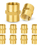 Ten Pack Brass Pipe Fittings Coupling One Half Inch NPT Female To One Half Inch NPT Female, corrosion-resistant, durable brass.