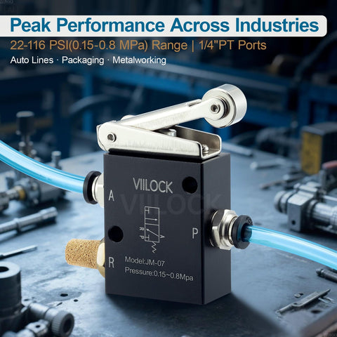 Pneumatic Mechanical Valve Roller Lever Type Two Position Three Way Normally Closed Air Valve JM07 Aluminum Body
