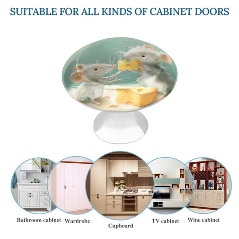 Sweet Mouse Passing Cheese Round Drawer Cabinet Knobs Built With Solid Stainless Steel Base And Glossy Crystal Exterior dope design.