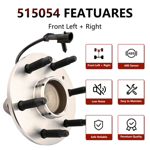 Front 2WD Wheel Bearing Hub And Bearing Assembly For Chevy Tahoe Silverado 1500 Suburban Avalanche Express 6 Lug With ABS Fits GMC Yukon XL 1500 Sierra Savana Cadillac Escalade 515054