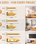 Beefy Heavy Duty Drywall Anchor Kit With Screws 81 Piece Self Drilling Metal Expansion Anchors In 3 Sizes For Sheetrock No Drill Wall Anchors For Shelf Mirror And TV Up To 100 Lbs, 3 sizes shown