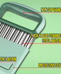 HNYYZL crinkle cutter with green plastic handle, stainless steel wavy blade, protective cover, 2-piece set