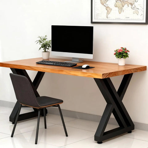 Heavy Duty Black Metal Table Legs Set Of 2 28 Inch High T Shape Iron Desk Legs For DIY Dining Tables And Desks Supports Up To 800 Pounds Modern Matte Finish Look