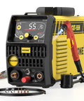 55 Amp Plasma Cutter With High Frequency Pilot Arc Non-Touch Start LCD Display showcasing controls and torch
