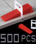 Tile Leveling System Kit With 400 Spacer Clips And 100 Reusable Wedges For Ceramic Tile And Stone Installation close-up