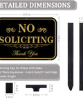 Heavy Duty No Soliciting Yard Sign With 37 Inch Adjustable Stake For Home And Biz 14 By 10 Inch Aluminum Sign dimensions