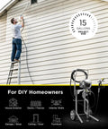 Heavy Duty Cart Airless Paint Sprayer Cranking Out 3300 PSI And 0.33 GPM High Flow on ladder painting house exterior
