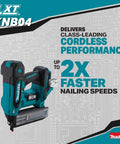 2 Inch 18 Gauge Cordless Brad Nailer Brushless 18V LXT Tool Only with faster nailing speeds, Makita branding