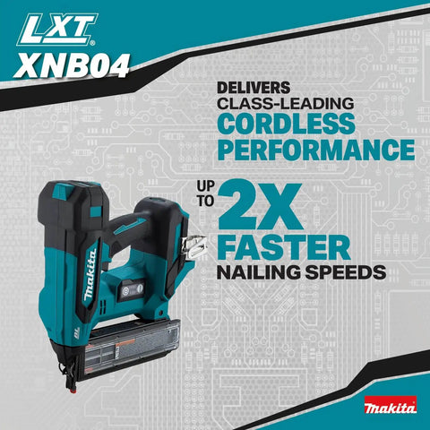 2 Inch 18 Gauge Cordless Brad Nailer Brushless 18V LXT Tool Only with faster nailing speeds, Makita branding