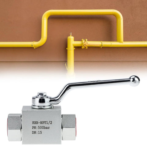 Heavy Duty One Half Inch NPT Hydraulic Ball Valve With 7250 PSI Rating Two Way Shut Off Rugged Built To Last Carbon Steel Construction