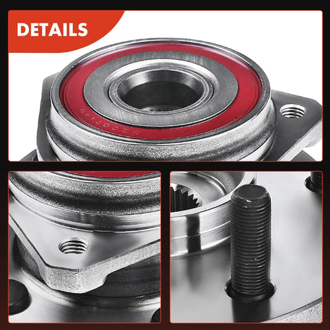Close-up of front wheel bearing and hub assembly for Jeep Grand Cherokee 1999-2004, five-lug design with ball bearing for load capacity.