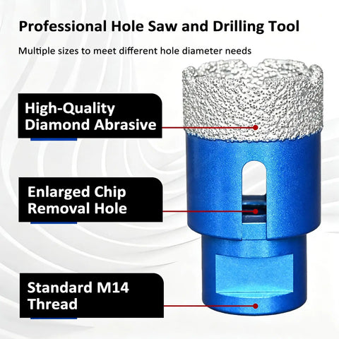 Ultimate 12-Piece Diamond Core Drill Bit Set with Adapters For Angle Grinder, Cutting Holes In Tile Marble Granite And Concrete Like A Pro: blue M14 diamond core bit