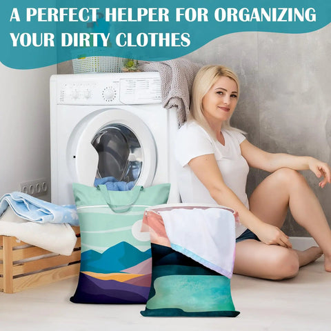 Two Pack Large Travel Laundry Bags With Handle Waterproof Washable Dirty Clothes Bags For Travel Wet And Dry Use 18 By 23 Inches