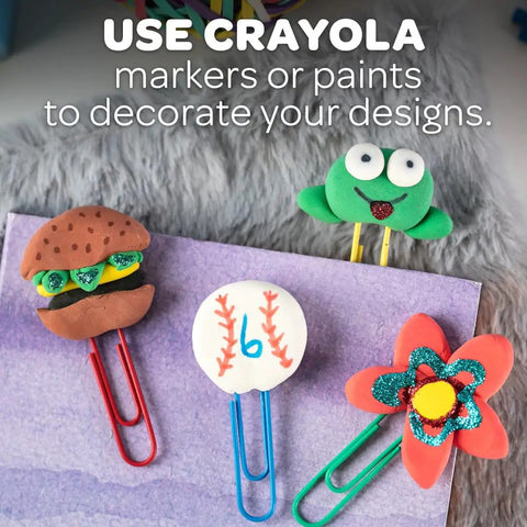 Decorated paper clips using air dry modeling clay alternative white modeling material for kids four pack eight oz each in resealable bucket