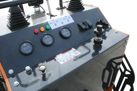 Control panel of Beast 23HP Mini Skid Steer Loader With Tracks, 840 Lb Lift, 35 Degree Tilt, RATO Engine, air-cooled