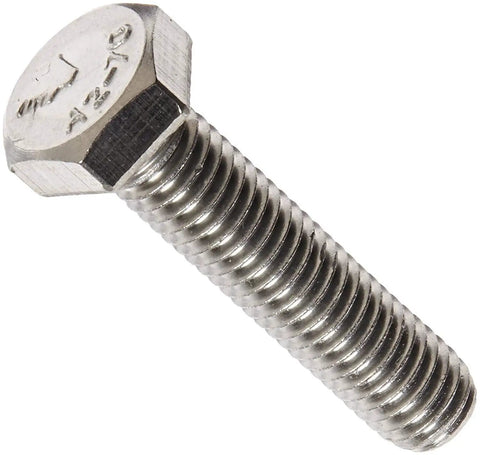 All In One Stainless Steel Bolt Nut And Washer Kit 1/4-20 Through 1/2-13 Includes Hex Head Cap Screws Flat Washers Lock Washers Hex Nuts And Nylon Locknuts In A 40 Hole Bin: stainless steel hex bolt close-up
