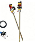 Top Notch 800W Cordless Electric Drum Pump For Oil Transfer With 3 Speed Settings And 6 Replaceable Tubes, gold-colored hose and attachments visible.