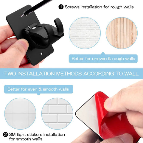 Stick On Curtain Rod Bracket Set 8 Pack No Drill Easy Mount Universal Plastic Holders installation methods guide
