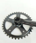 Ride Ready Single Speed Bicycle Crankset 36T 170mm Steel Chainring Arm Square Taper For Fixed Gear Bikes Nine Sixteenth Inch Pedal Compatible 150mm Chainring Diameter Triangle Design showing black steel crank arm