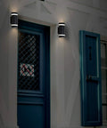 4 Pack Semi Cylinder Up And Down Outdoor Wall Lights In Aluminum, Waterproof IP65 Exterior Wall Lamps, 5W Each, installed by door