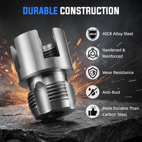 All In One Internal And External Pipe Threading Kit For One Half Inch Three Quarter Inch And One Inch PVC Pipes Heavy Duty Alloy Steel Electric Drill Compatible Includes Storage Case For Plumbing And Home Repair showcasing durable alloy steel component with anti-rust feature.