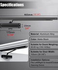 Matte Black Automatic Door Closer No Slam With Adjustable Speed Hydraulic Hinge Specifications