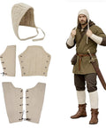 Arming Cap Bracers And Padded Greaves Set With Fabric Strings Closure For LARP And Ren Faire Cosplay Ready Durable Canvas