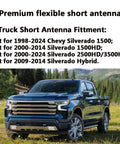 Chevy Silverado with Shorty 7 Inch Spiral Flexible Rubber Truck Antenna For GM GMC Chevy Trucks Optimized AM FM Radio Reception