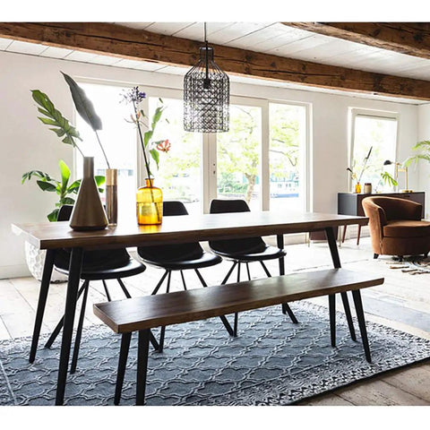 Premium Conical Adjustable Table Legs For Desks Dining Tables enhance modern dining setup with stylish wood table and black chairs.