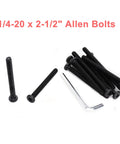 Heavy Duty Hardworking Black 1/4-20 By 2-1/4 In Socket Cap Screws And Allen Head Bolts 12 Pack With Hex Key Ready For Bed Table And Chair Builds That Last