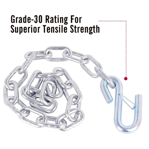 27 Inch Trailer Safety Chain Kit With 5/16 Spring Hook Grade 30 7000 Lb Capacity Zinc Plated SAE Compliant Pack Of 2 coiled view