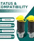 Oil Drain Valve For Lawn And Garden Equipment Fits AYP 181654 428287 with yellow twist-open caps, shown with feature icons.