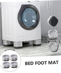 4 Pack Silicone Washing Machine Feet Pads, Anti Slip Leg Pads for Vibration Control, shown under a washer with drainage holes