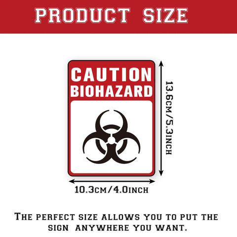 Heavy Duty Self Adhesive Biohazard Warning Decals Waterproof Toxic Waste Stickers Built Tough As Nails That Stick Like Crazy For Medical Labs Or Industrial Sites, 5.3x4 inch sign with caution biohazard design.