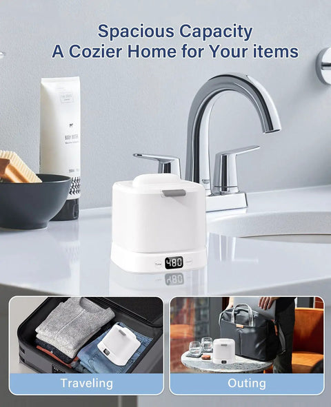 Ultrasonic Retainer Cleaner Machine With 45kHz Sonic Cleaning And Digital Timer Deep Clean For Dentures Aligners Braces Night Guards And Jewelry 319ml Capacity White Compact Countertop Design No Fuss Easy To Use Home Ready on bathroom counter
